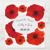 赤いケシのカスタムウェディングワインラベル ワインラベル (シングルラベル)