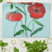 赤いケシのキッチンタオル – 色を選択 キッチンタオル (折り畳み)