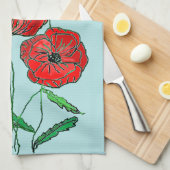 赤いケシのキッチンタオル – 色を選択 キッチンタオル (四つ折り)