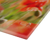 赤いケシのケシによっては青空が開花します カッティングボード (角)