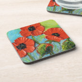 赤いケシのコースター コースター (左側)