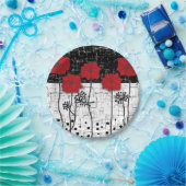 赤いケシのセラミックタイル ペーパープレート (パーティー)