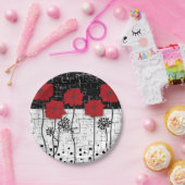 赤いケシのセラミックタイル ペーパープレート (パーティー)