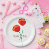 赤いケシのパーソナライズされた花 ペーパープレート (パーティー)