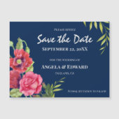 赤いケシのピンクのバラの結婚式の日付を保存 (正面)