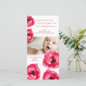 赤いケシのベビーの誕生は写真カード感謝していしています サンキューカード (スタンド正面)