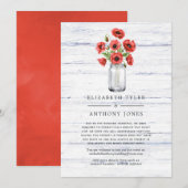 赤いケシのラスティックな田舎風の縮小されたゲストリスト 案内状 (正面/裏面)
