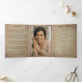 赤いケシのヴィンテージ葬儀プログラムと写真 三つ折りプログラム (内部)