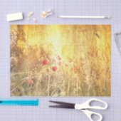 赤いケシの入った穀物の放射能畑 薄葉紙 (クラフト)