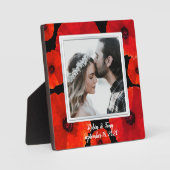 赤いケシの写真の新婚のギフトフレーム フォトプラーク (正面)