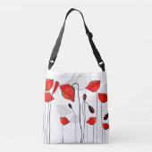 赤いケシの列 クロスボディバッグ (裏面)