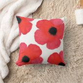 赤いケシの四杯 クッション (ブランケット)