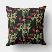 赤いケシの夏の牧草地、野生の花 クッション (裏面)