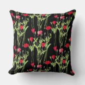 赤いケシの夏の牧草地、野生の花 クッション (正面)