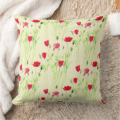 赤いケシの夏の牧草地、野生の花 クッション (ブランケット)