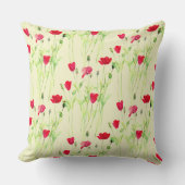 赤いケシの夏の牧草地、野生の花 クッション (正面)