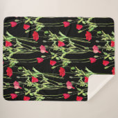 赤いケシの夏の牧草地、野生の花 シェルパブランケット (正面(横))