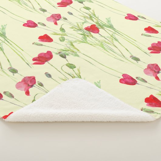 赤いケシの夏の牧草地、野生の花 シェルパブランケット (3/4)