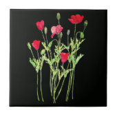 赤いケシの夏の牧草地、野生の花 タイル (正面)