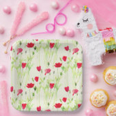 赤いケシの夏の牧草地、野生の花 ペーパープレート (パーティー)