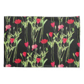 赤いケシの夏の牧草地、野生の花 枕カバー (裏面)