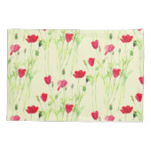 赤いケシの夏の牧草地、野生の花 枕カバー (裏面)