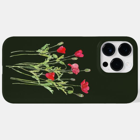 赤いケシの夏の牧草地、野生の花 Case-Mate iPhoneケース (裏面 (横))