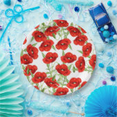 赤いケシの多く ペーパープレート (パーティー)