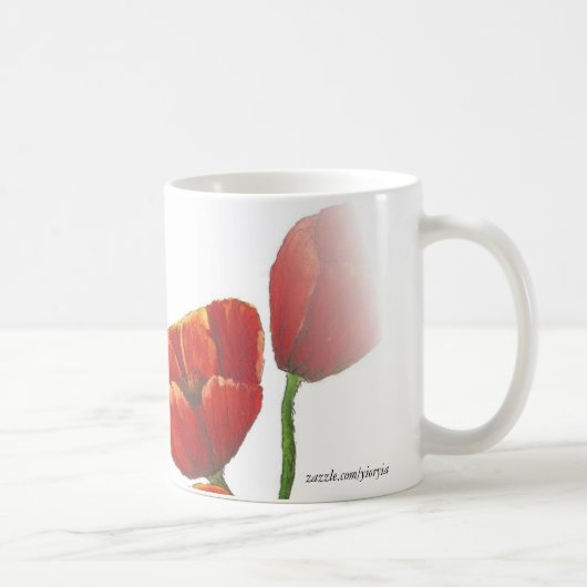 赤いケシの大きいマグ コーヒーマグカップ (右)