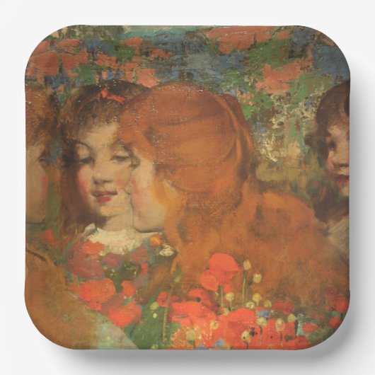 赤いケシの女の子(by George Henry) ペーパープレート (正面)