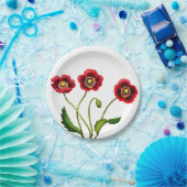 赤いケシの庭によっては紙皿が開花します ペーパープレート (パーティー)