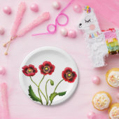 赤いケシの庭によっては紙皿が開花します ペーパープレート (パーティー)