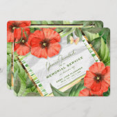 赤いケシの庭は告別式の招待を緑化します 招待状 (正面/裏面)