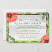 赤いケシの庭は告別式の招待を緑化します 招待状 (裏面)