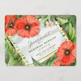 赤いケシの庭は告別式の招待を緑化します 招待状