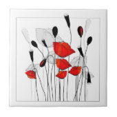 赤いケシの束 タイル (正面)