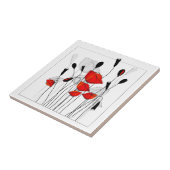 赤いケシの束 タイル (側面)