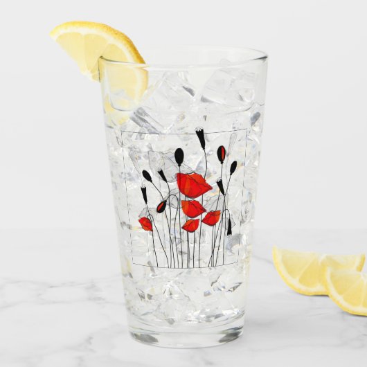 赤いケシの束 タンブラーグラス (アイス正面)