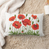 赤いケシの枕ウクライナのデザイン ランバークッション (ブランケット)