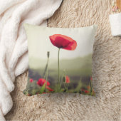 赤いケシの枕 クッション (ブランケット)
