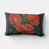 赤いケシの枕 ランバークッション (裏面)
