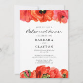 赤いケシの水の色のリハーサルディナー 招待状 (正面)
