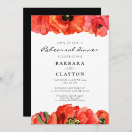 赤いケシの水の色のリハーサルディナー 招待状