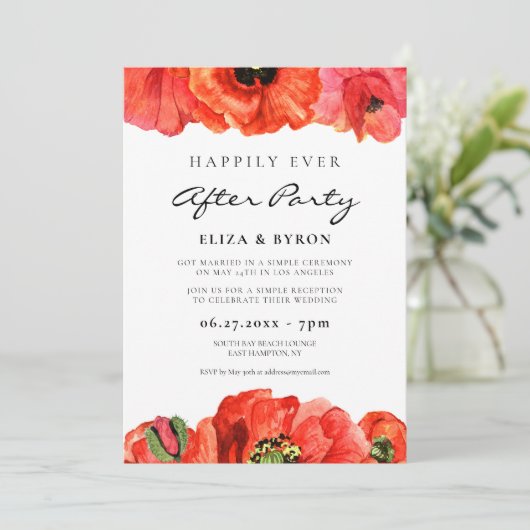 赤いケシの水の色パーティー後ずっと幸せに 招待状 (スタンド正面)