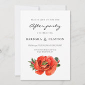 赤いケシの水彩画 ウェディングアフターパーティー 招待状 (正面)