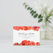 赤いケシの水彩画 ウェディングウェブサイトカード エンクロージャーカード (スタンド正面)