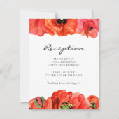 赤いケシの水彩画 ウェディングレセプションカード 招待状 (正面)