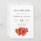 赤いケシの水彩画 Save the date 招待状 (正面)