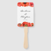 赤いケシの水彩結婚式プログラム ハンドファン (正面)