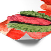 赤いケシの水色のカスタムウェディングサイン ポスター (角)